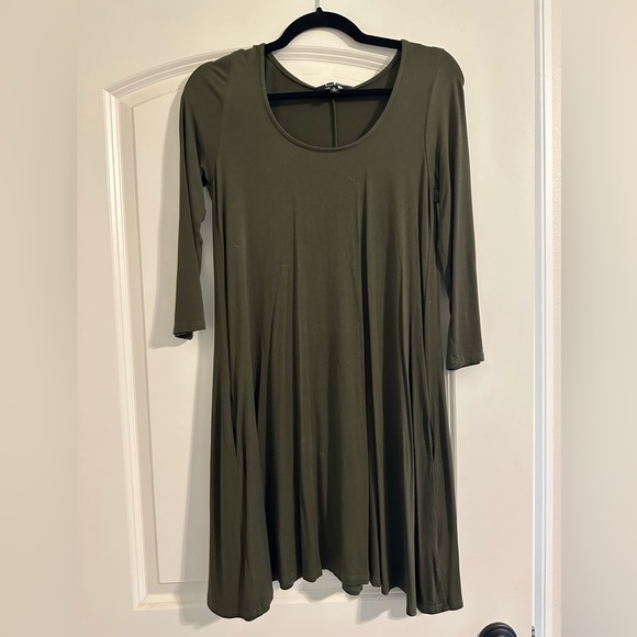 LuLus Twirl Power Olive Swing Dress - Picture 1 of 4